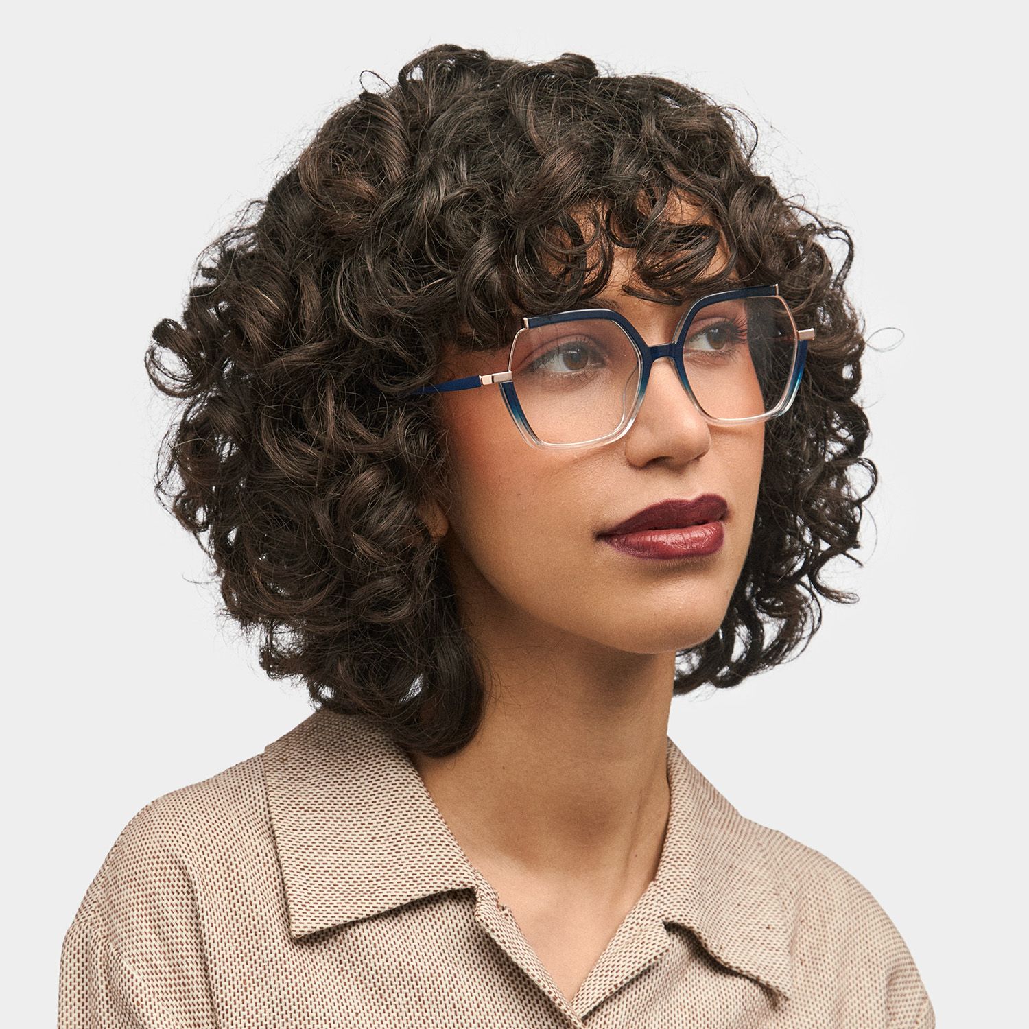 Alexia Mixed-Materials Square Blue Frame Glasses | ZEELOOL UK1