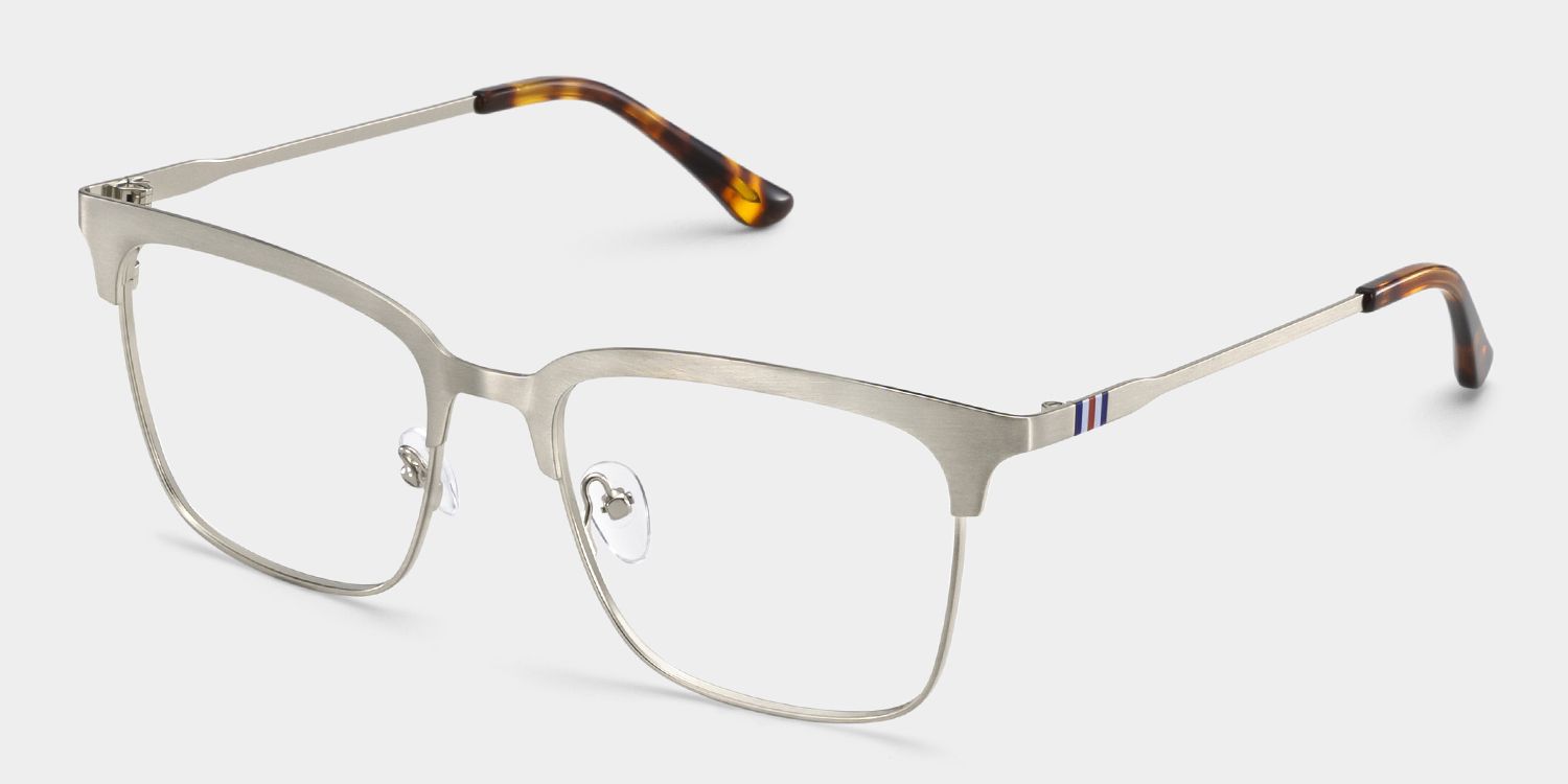 Cleo Silver Frame Glasses with Browline Frame Online | ZEELOOL UK3