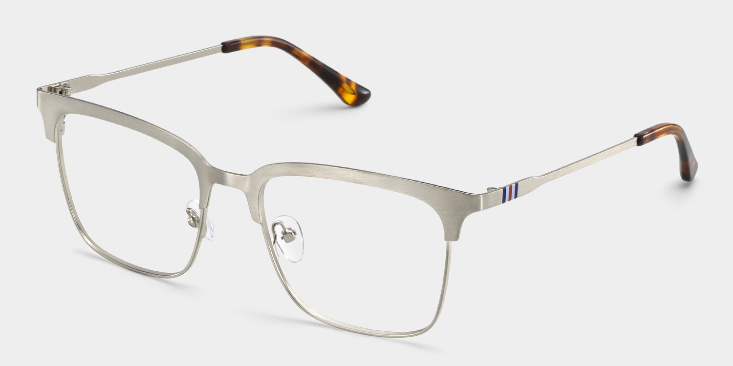 Cleo Silver Frame Glasses with Browline Frame Online | ZEELOOL UK3
