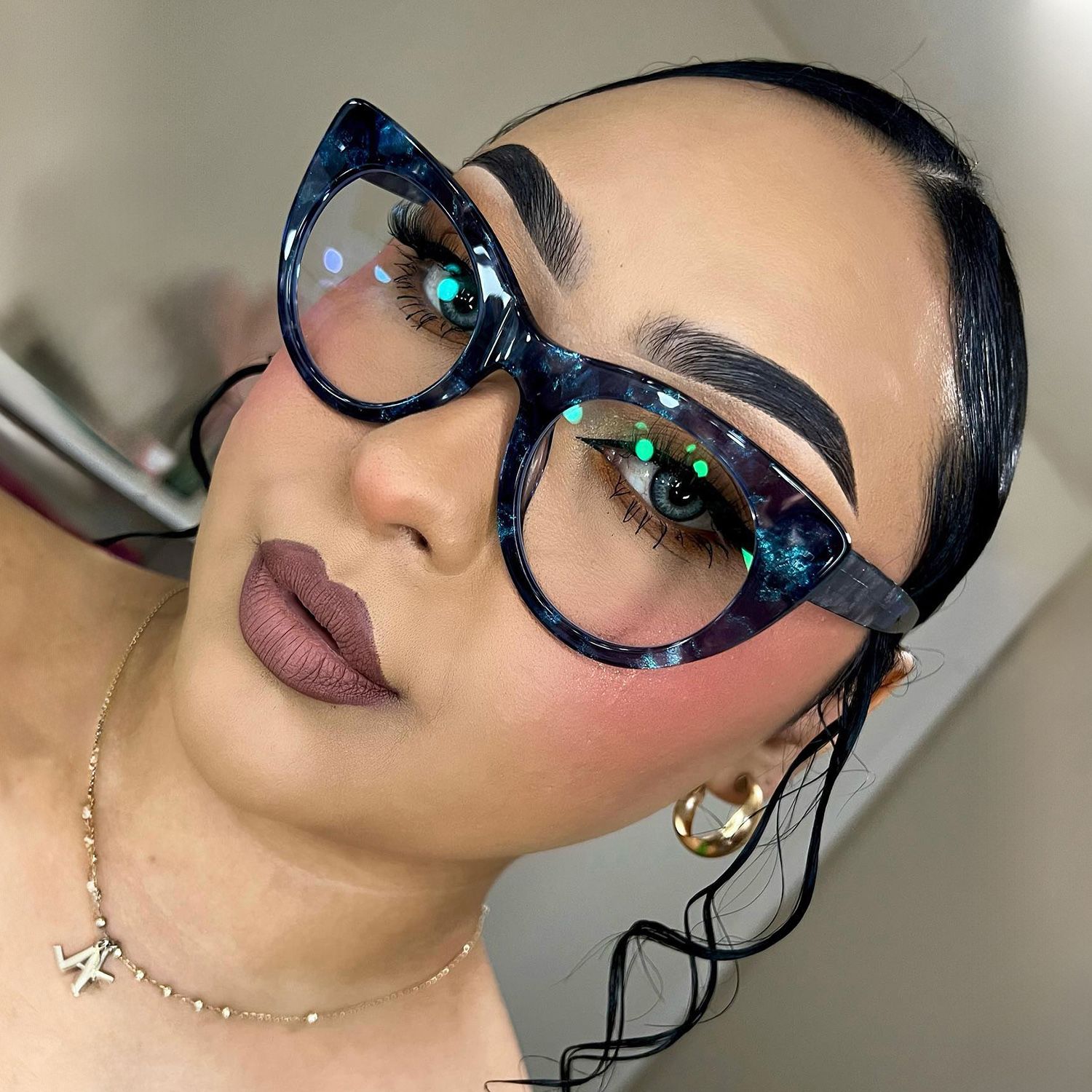 Starry Cateye Blue Frame Glasses | Zeelool Optical5