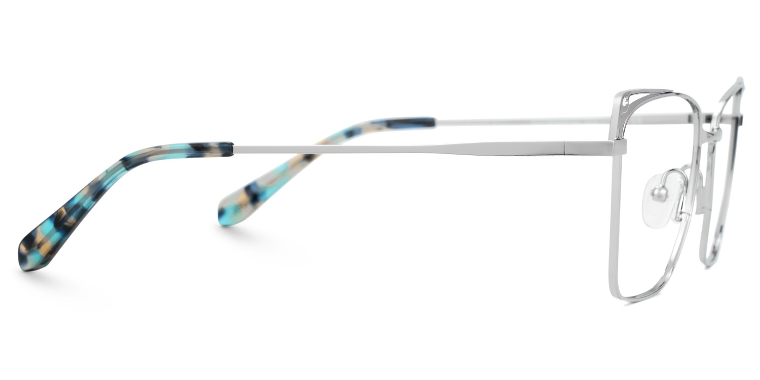 Rectangle Silver Metal Eyeglass Frames | ZEELOOL UK2