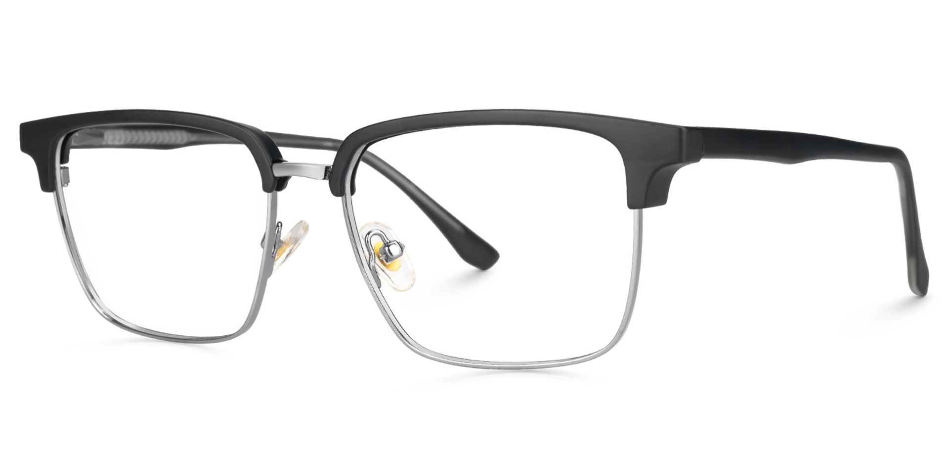 Adjustable Nose Pads Booker Eyeglasses, Booker Black-Silver Glasses -Zeelool1