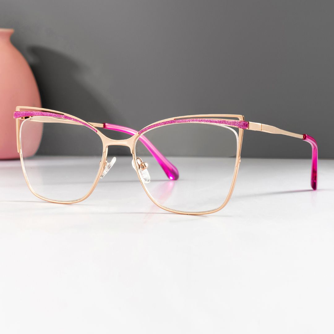 Darian Trendy Butterfly Frame Glasses in Semi-rimless | ZEELOOL UK0