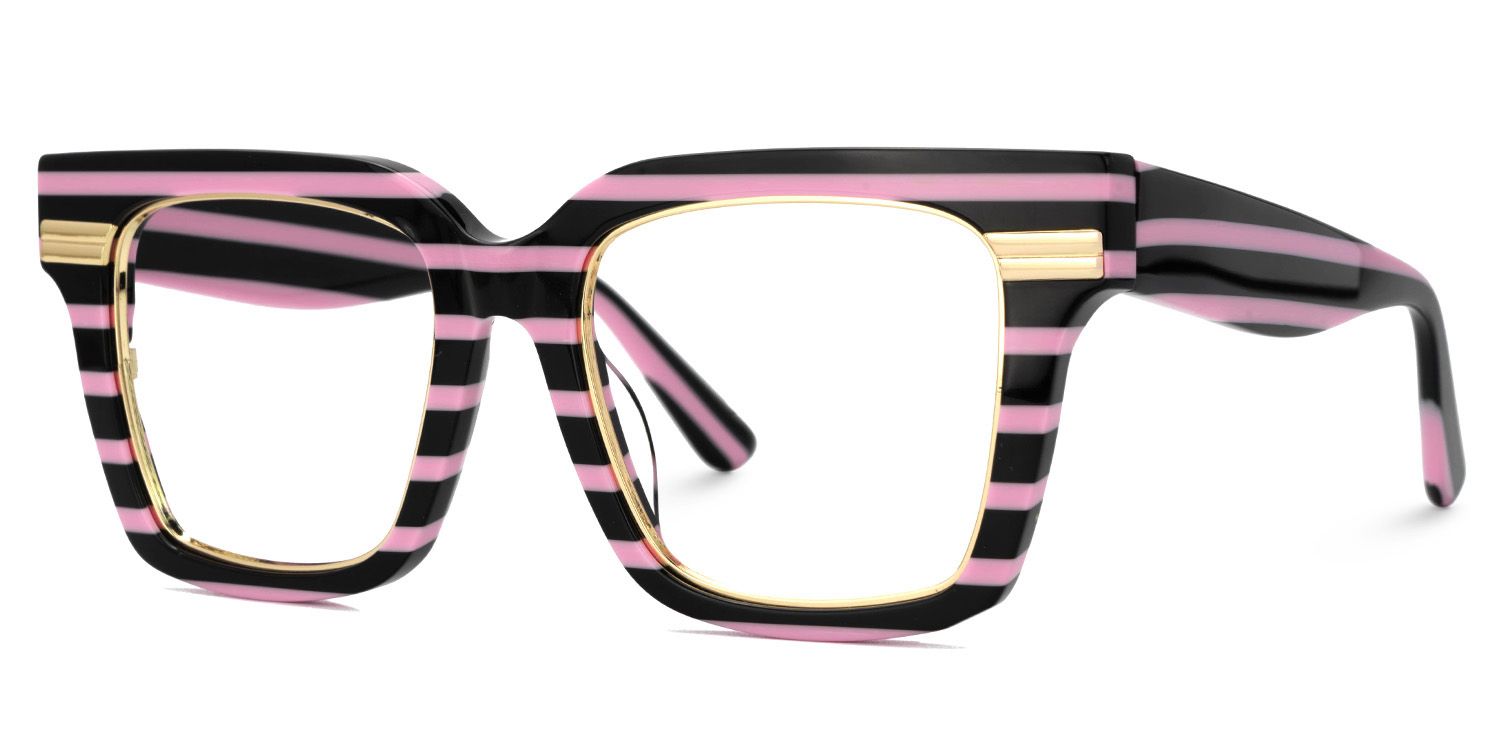 Taylor Square Black Pink Striped Frame Glasses for females | ZEELOOL UK1