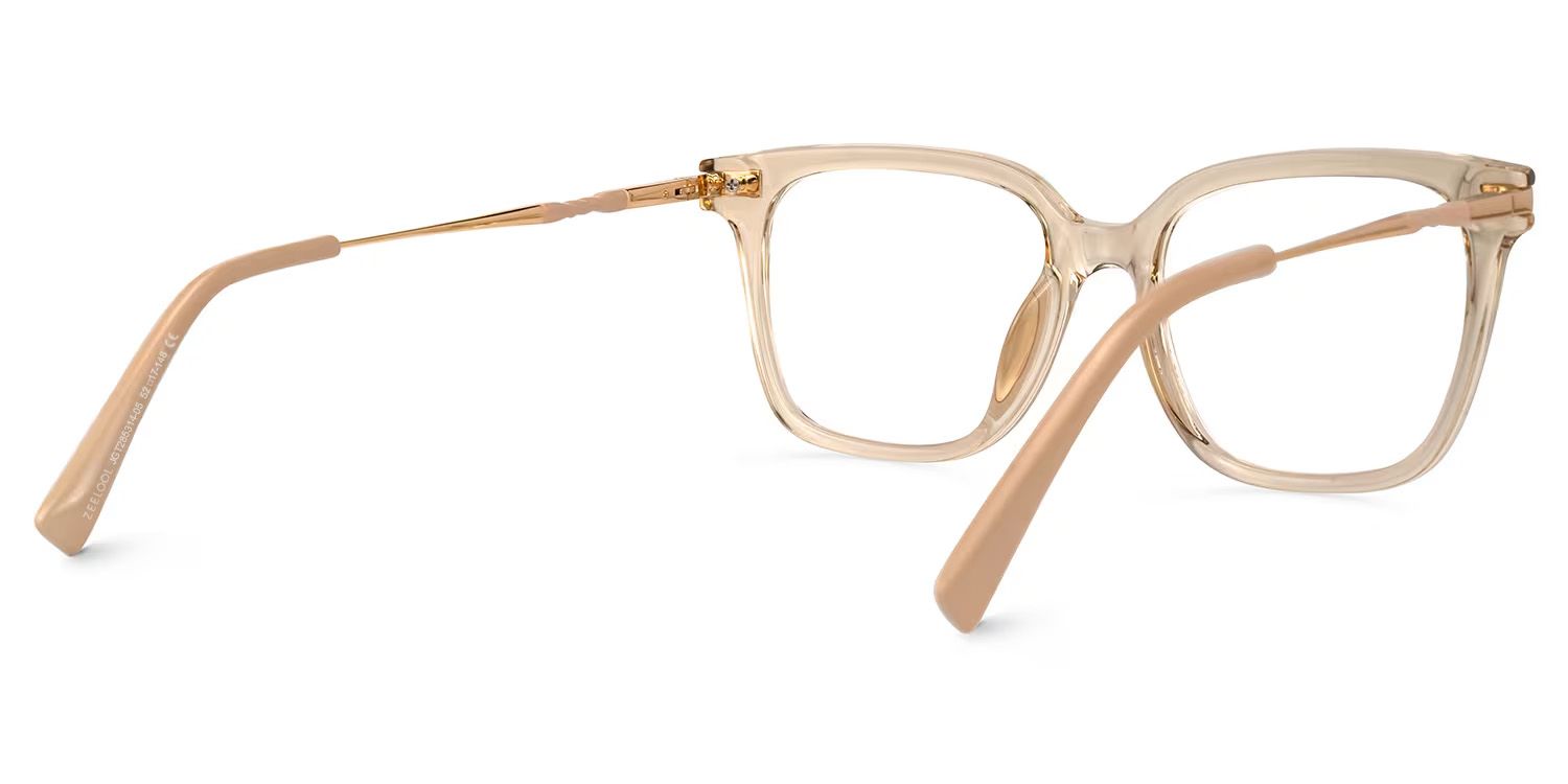 Jacqui Square Beige Eyeglasses and Clear Frame3