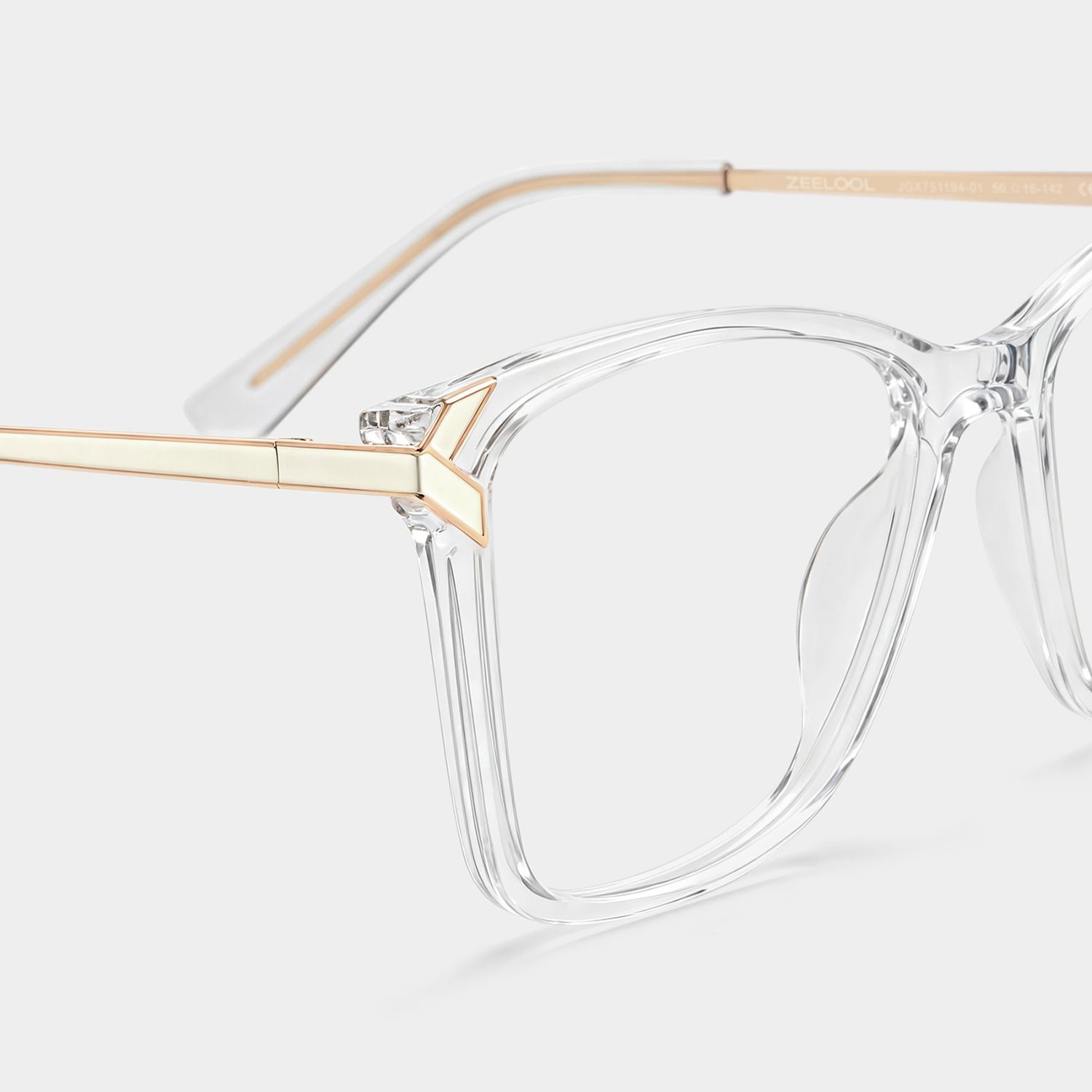 Tricee Square Clear Glasses With Gold Arms For Women | Zeelool5