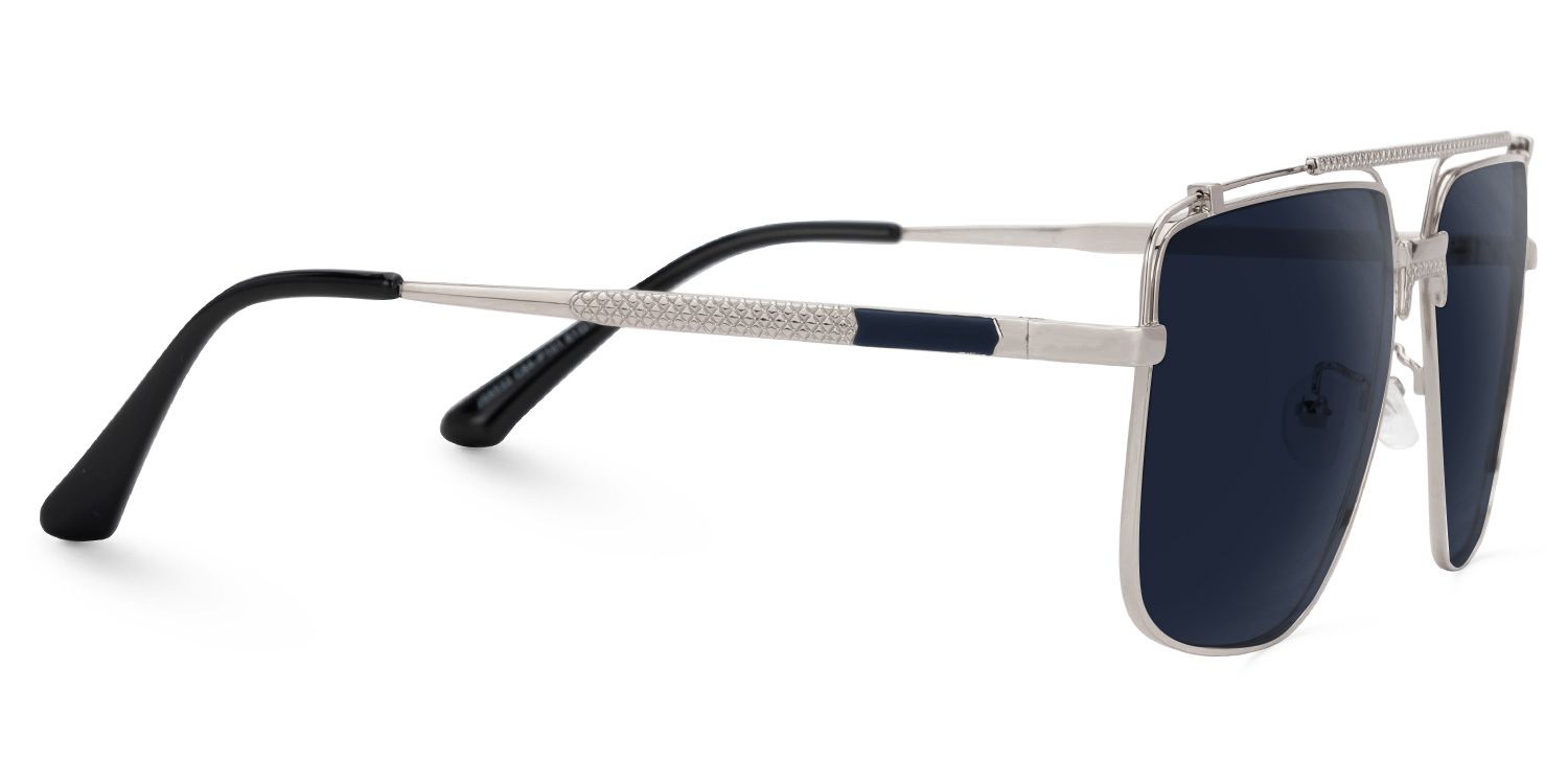 Arellano Metal Matte Silver Frame Sunglasses with Aviator Shape | ZEELOOL UK2