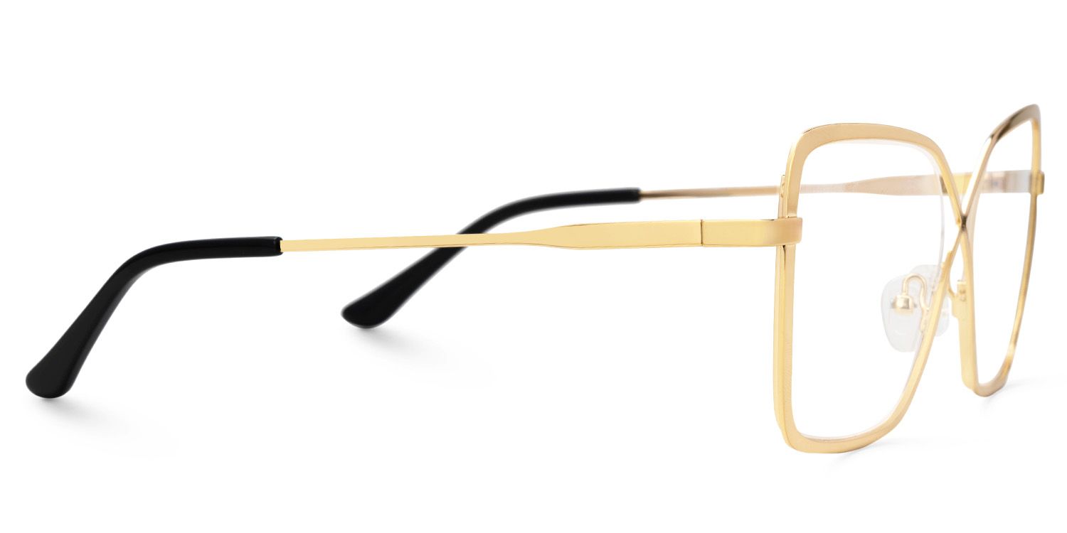 Racquel Gold Glasses Frames in Square Semi-Rimless  | ZEELOOL UK2