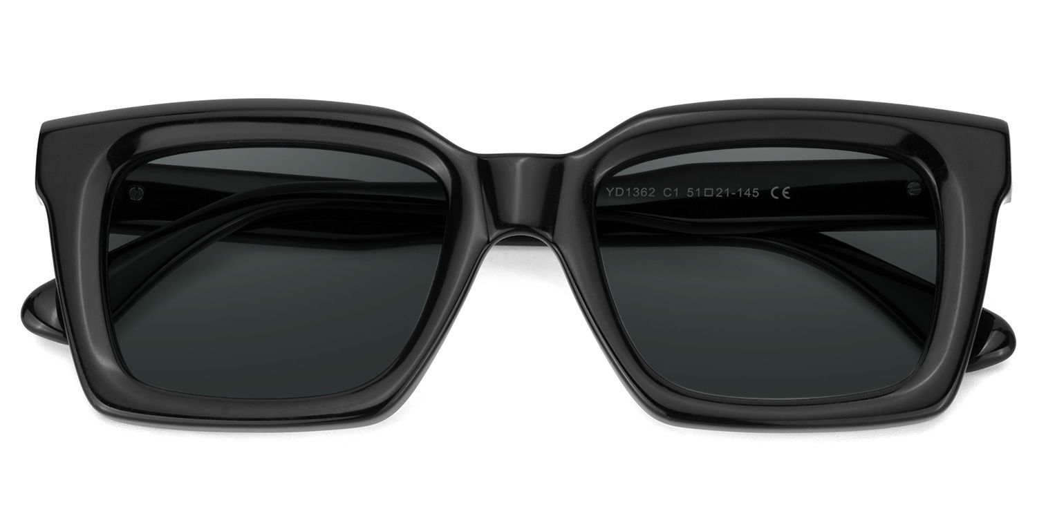Solana Rectangle Black Full Rim Sunglasses | ZEELOOL UK1