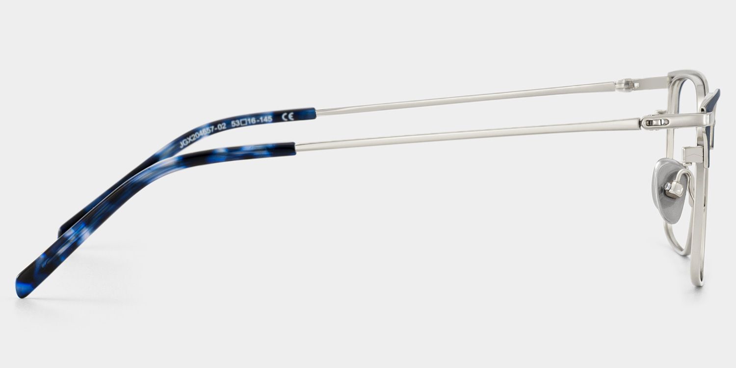 Maxwell Blue Browline Glasses Frames in Titanium for Men | ZEELOOL UK3