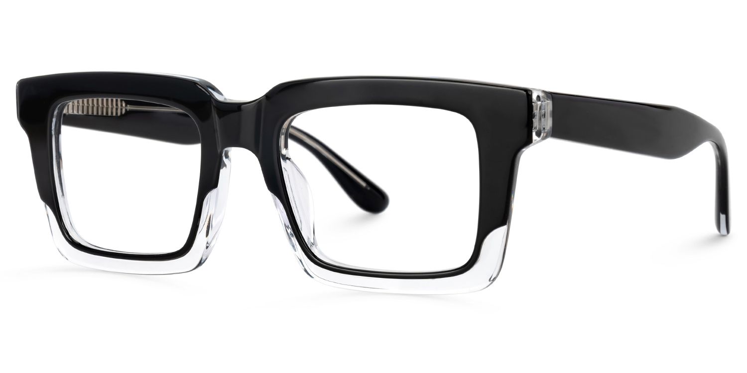Holly Rectangle Glasses with Black Top and Clear Bottom1