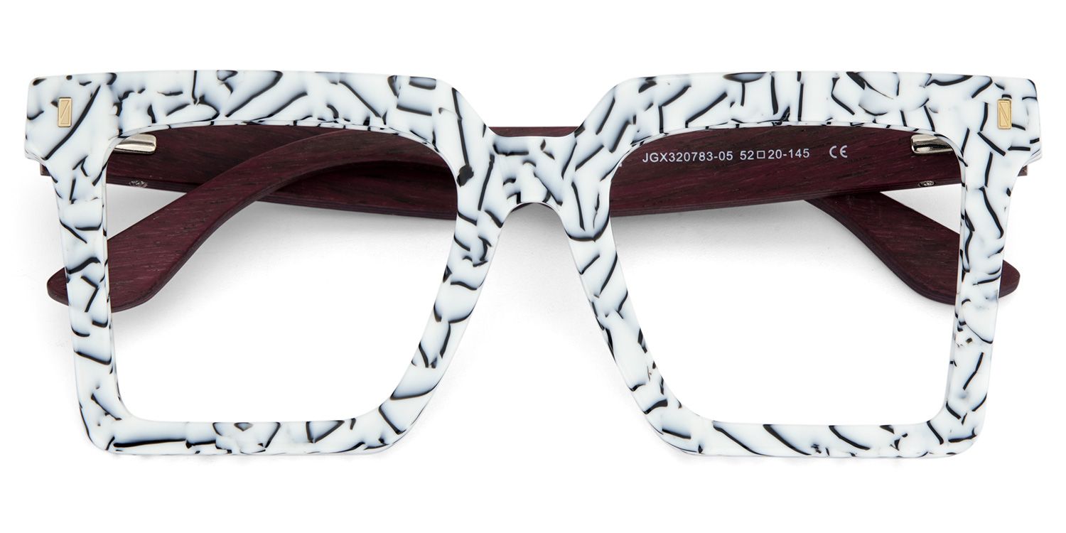 Retro Square Glasses Frames With Wood Temples - Zeelool Glasses2