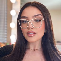 Shine Square Gold White Glasses7