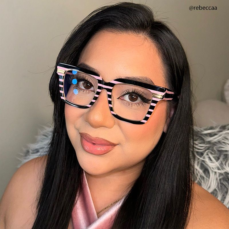 Taylor Square Black Pink Striped Frame Glasses for females | ZEELOOL UK8