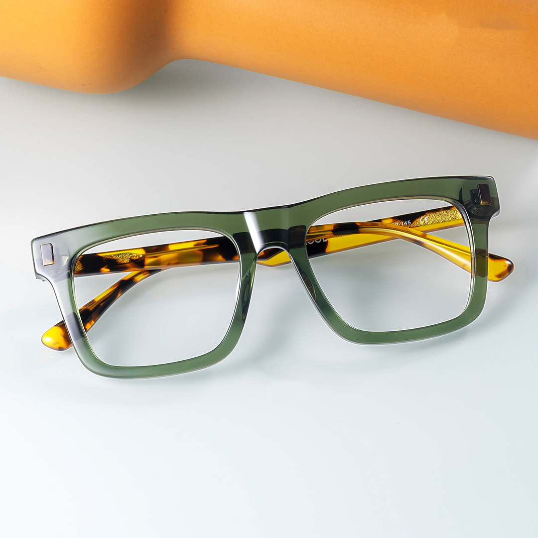 Square Green Eyeglasses Frames For Men | ZEELOOL UK0