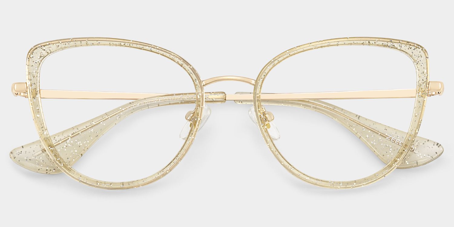 Celine Bling Cat-eye Translucent Gold Frame Glasses | ZEELOOL2