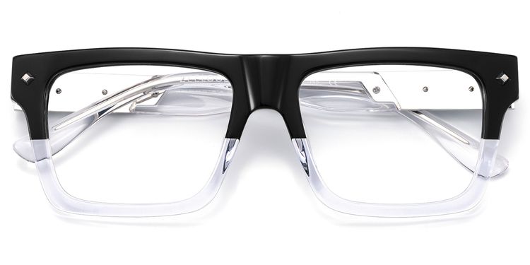 Trent Rectangle Black Clear Glasses