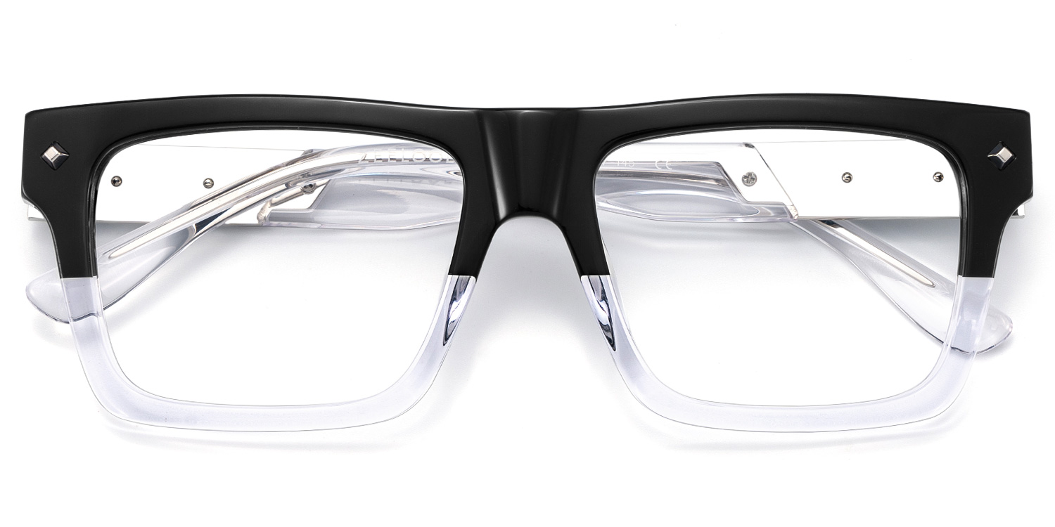 Trent Eyeglasses in Rectangle Black Crystal Frame | ZEELOOL UK2
