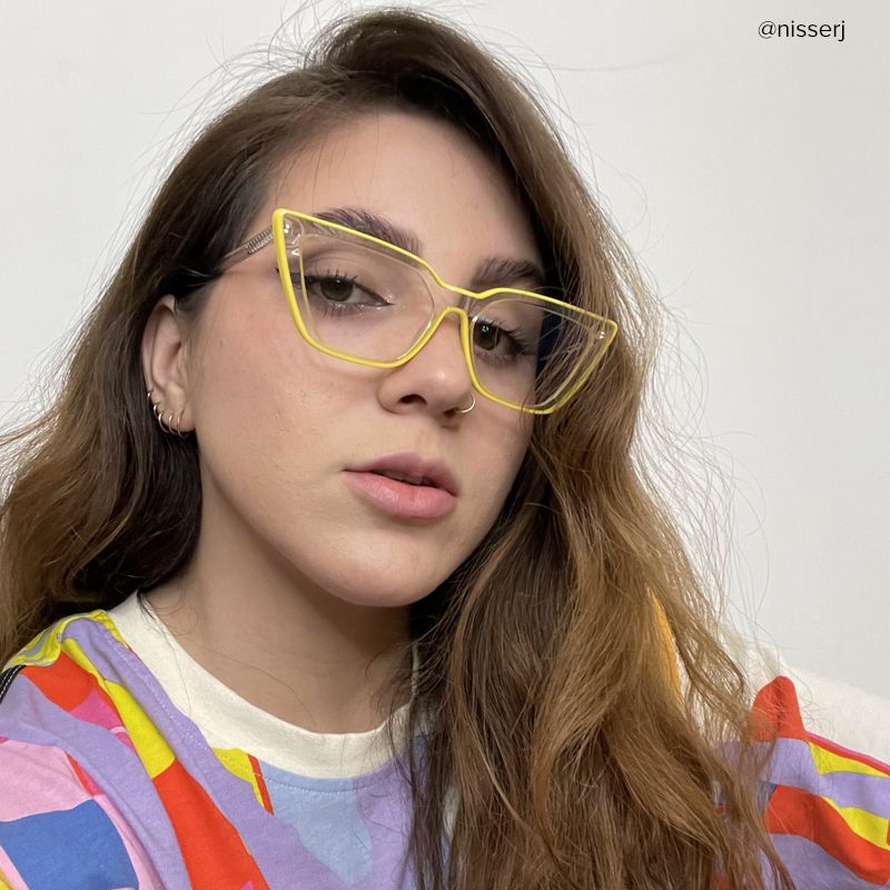Yosef Clear Yellow Cat Eye Frame Glasses, Cyber Eyeglasses8