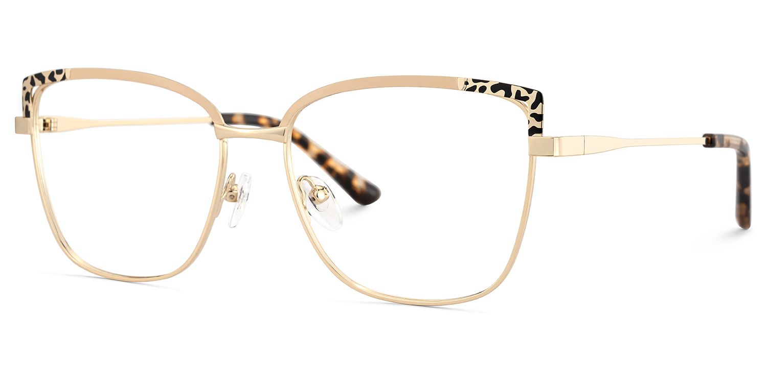 Square Metal Glasses With Pink and Tortoise Color3