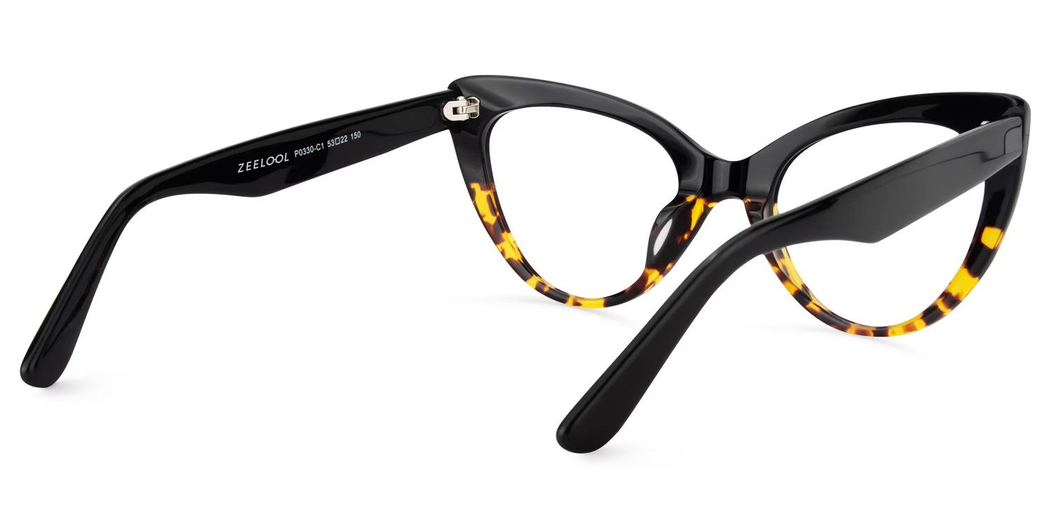 Claudette Cat Eye Glasses with Yellow Tortoise Frames4