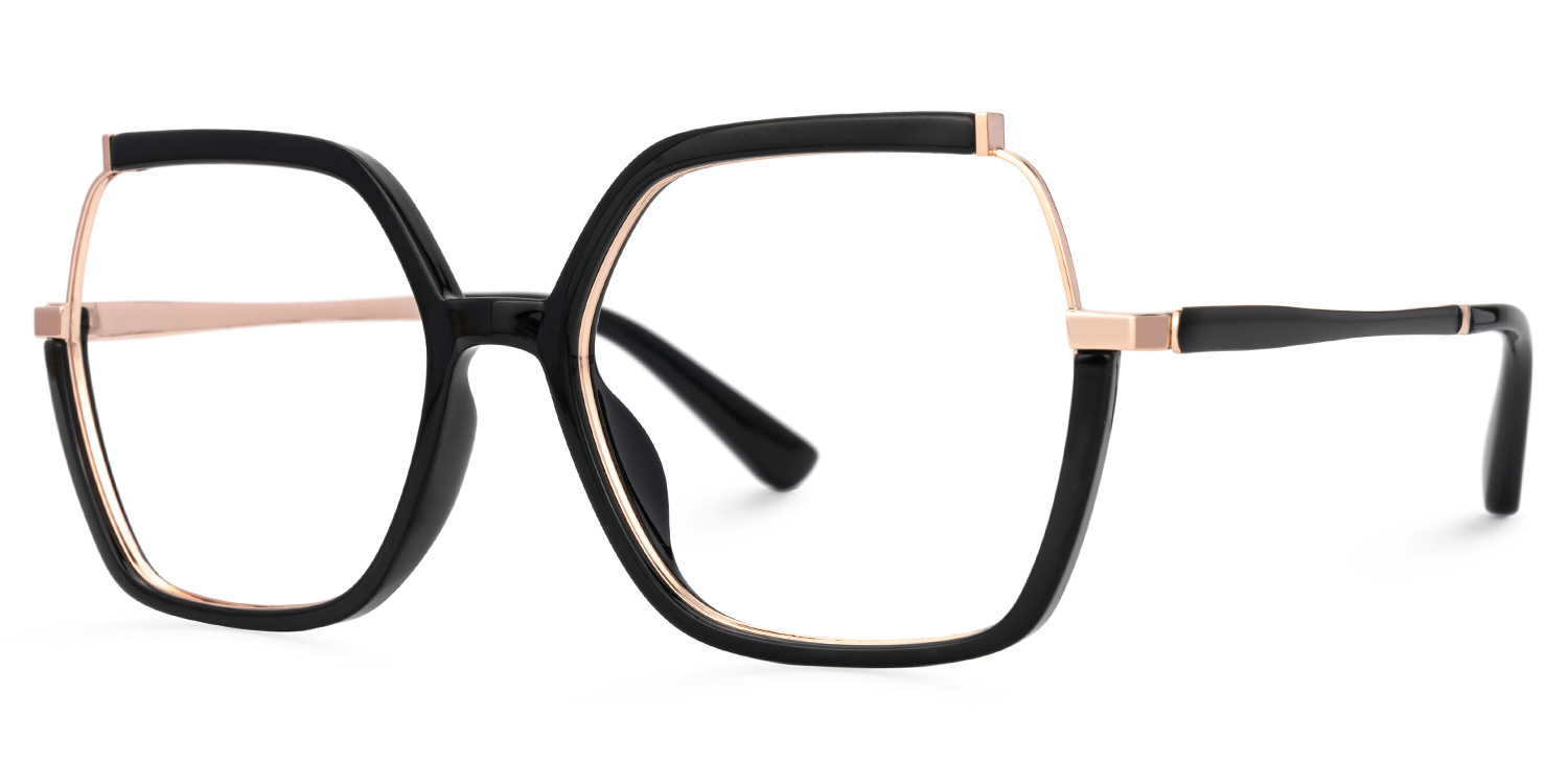 Alexia Mixed-Materials Square Black Frame Glasses | ZEELOOL UK1