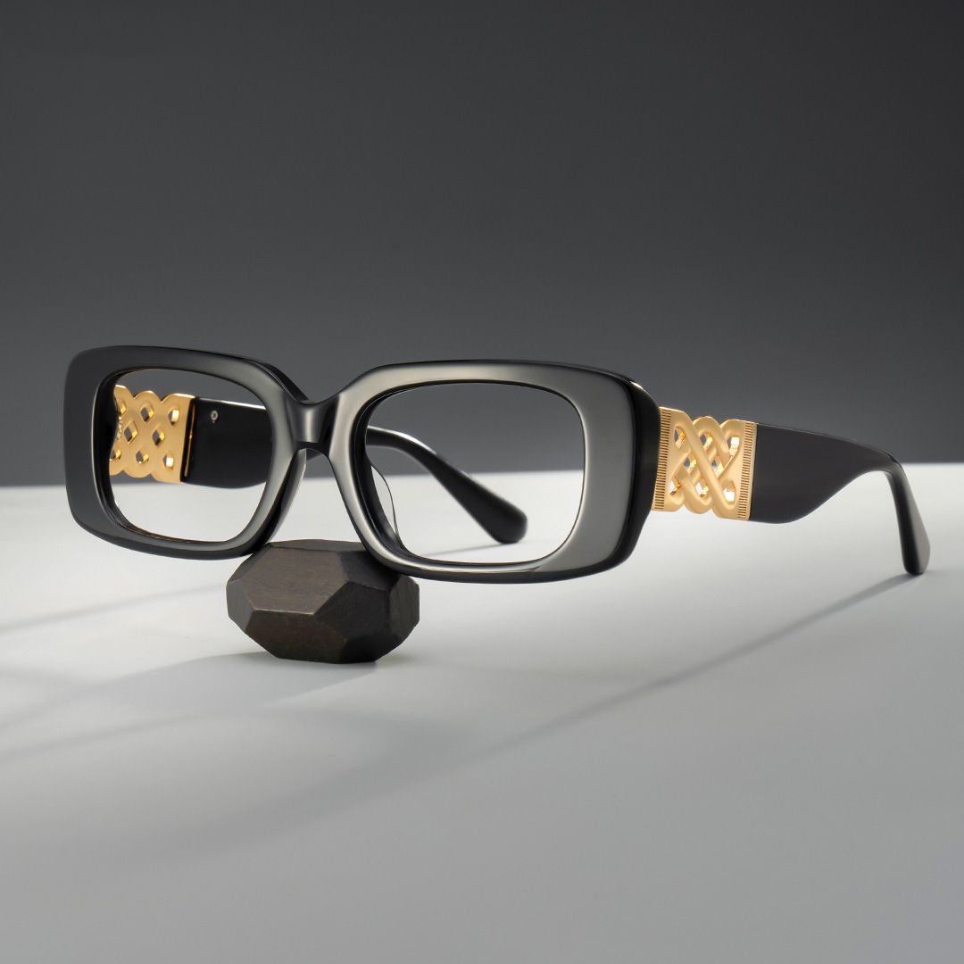 Jonas Rectangle Black Color Frame Glasses for Women | ZEELOOL UK0