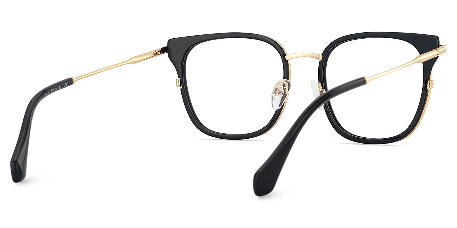Cameron Eyeglasses in Square Black-gold Frame | Zeelool5