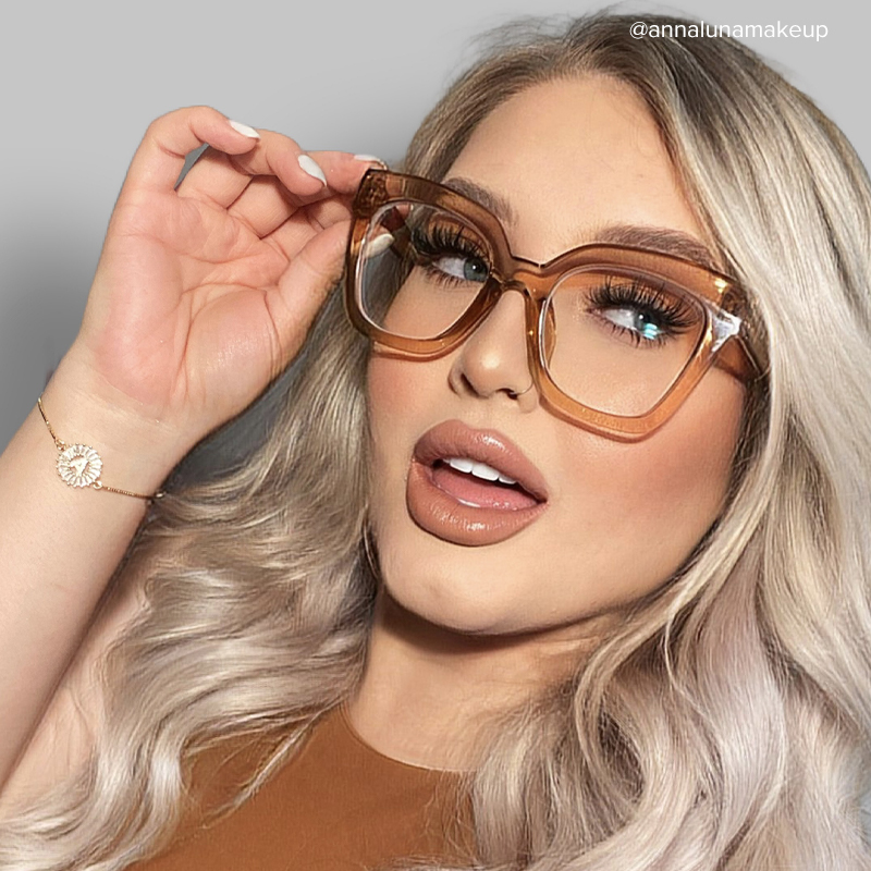 Malcolm Square Crystal Champagne Frame Glasses | ZEELOOL UK10
