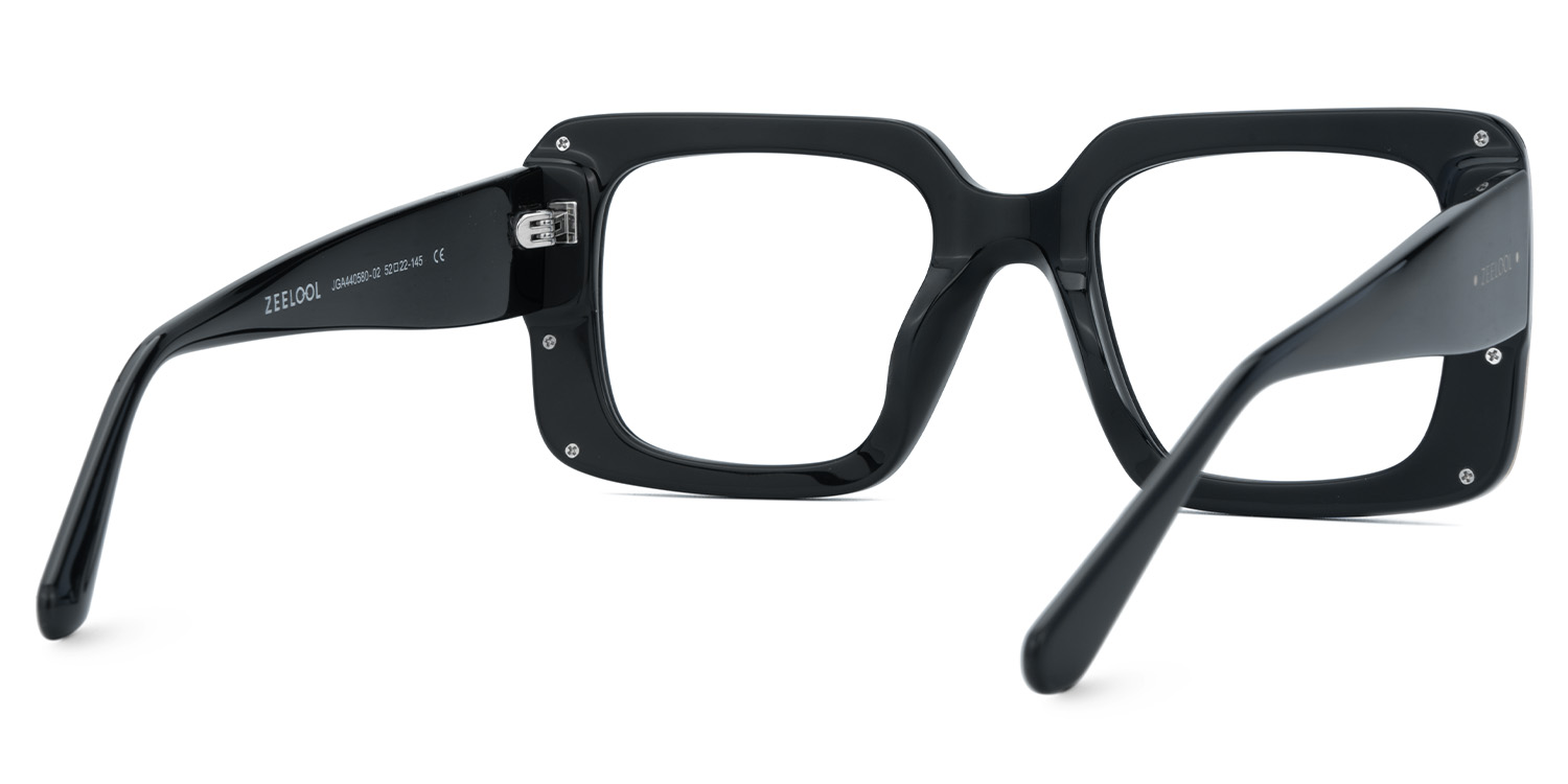Black Rectangle Eyeglass Frames - Jesse Acetate Frame Glasses3