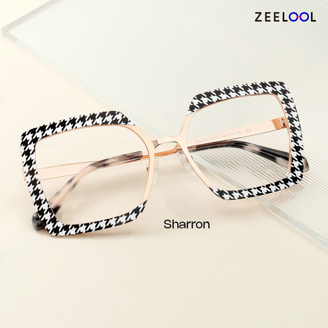 Women Square Sharron Houndstooth Glasses | ZEELOOL UK4