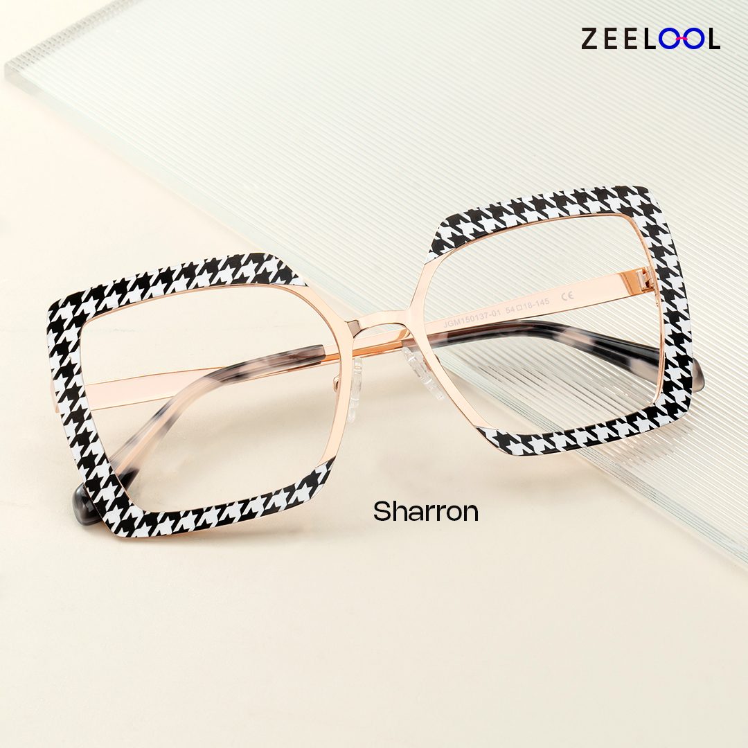 Women Square Sharron Houndstooth Glasses | ZEELOOL UK4
