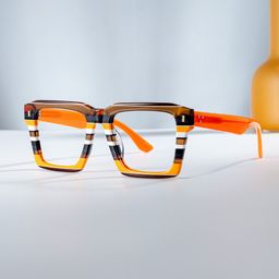Kenish Orange Brown Square Glasses0