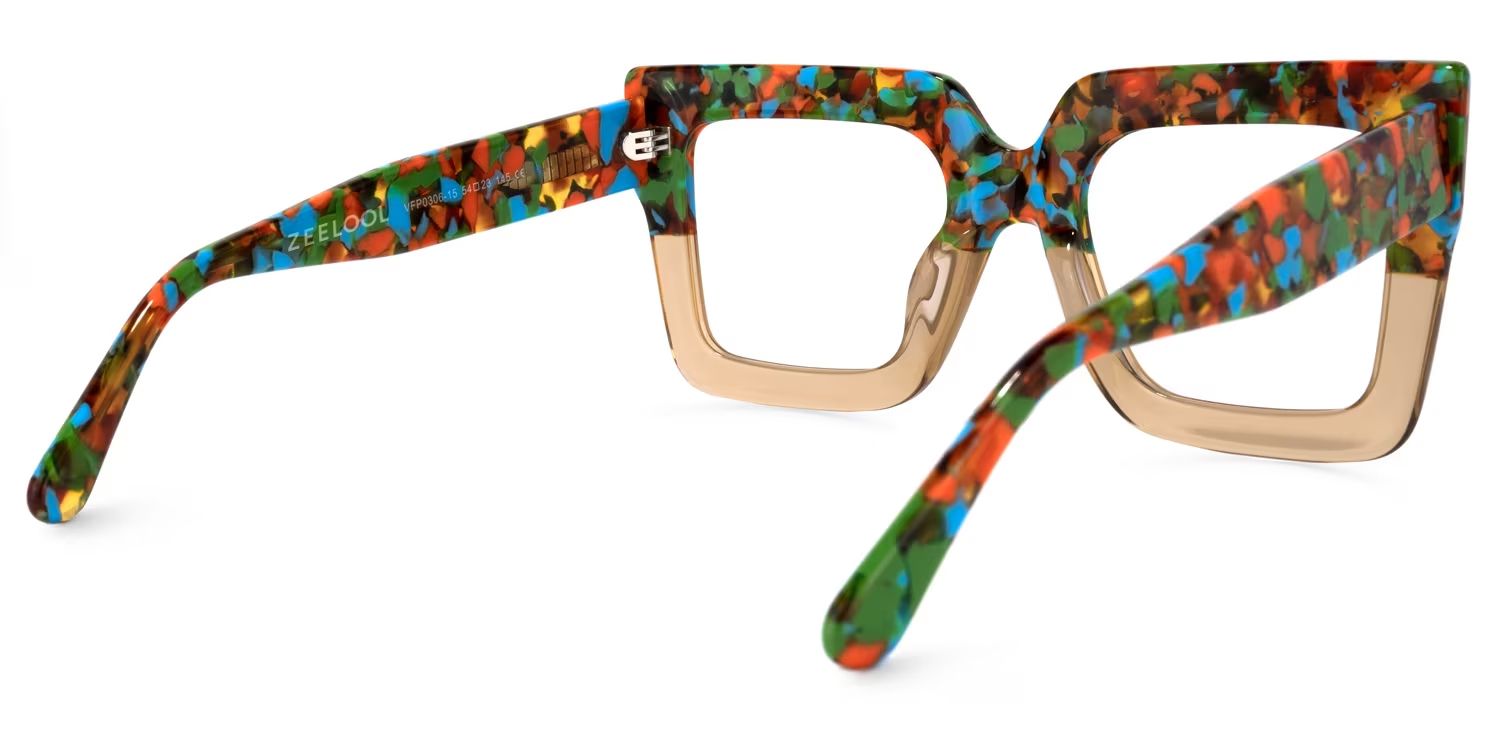 Brandon Eyeglasses -Square Beige Two-Tone Frame4