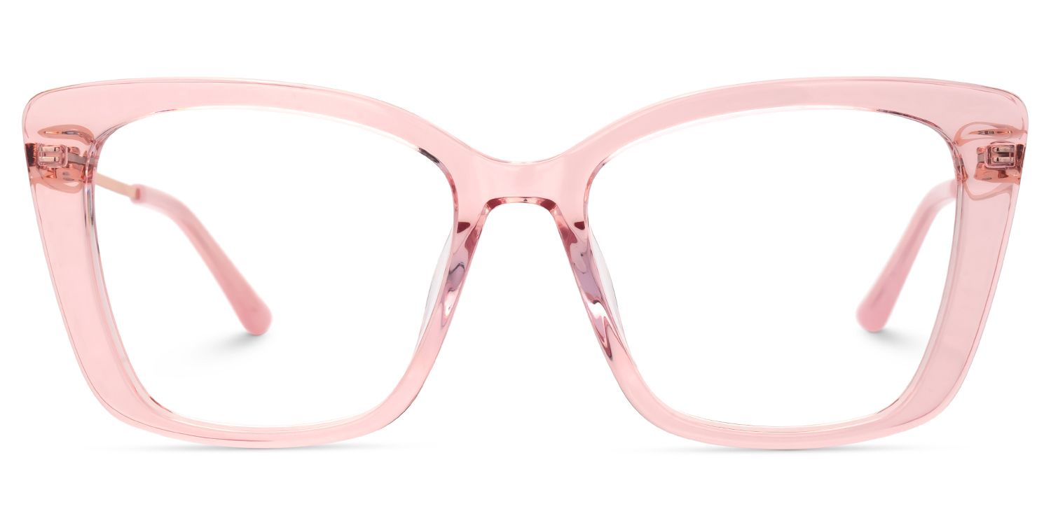 Sheyla Cat Eye Transparent Pink Frame Glasses For Women | ZEELOOL UK1
