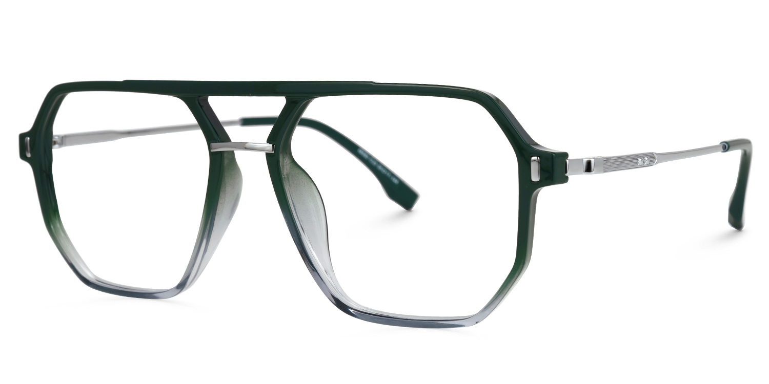 Lizbeth Aviator Green Glasses1