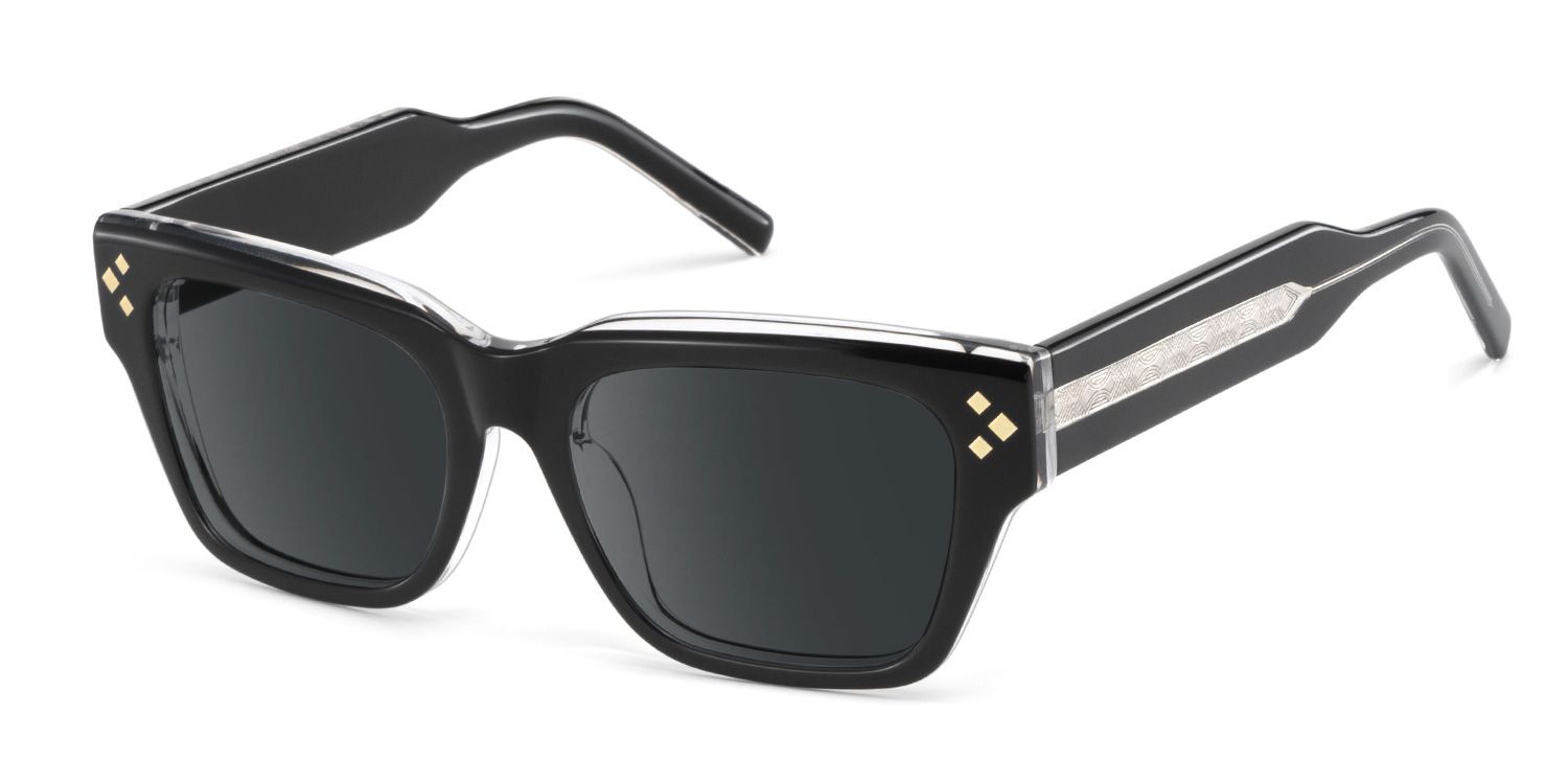 Marlowe Black Rectangle Polarized Sunglasses Online | ZEELOOL UK2