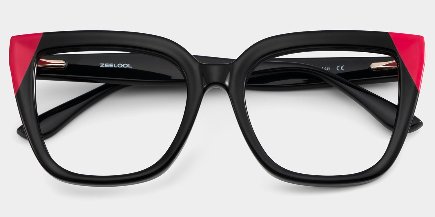 Square Black Pink Eyeglasses- Mirta Acetate Frame Glasses1