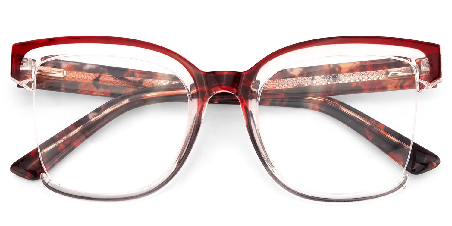 Square Cadogan Red- Gray Frame Glasses | ZEELOOL UK1