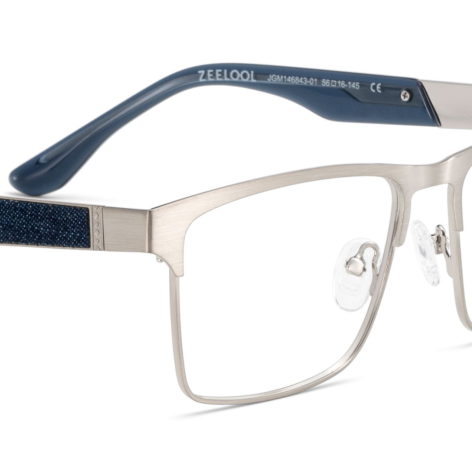 Jasper Eyeglasses in Browline Silver Frame | ZEELOOL UK5