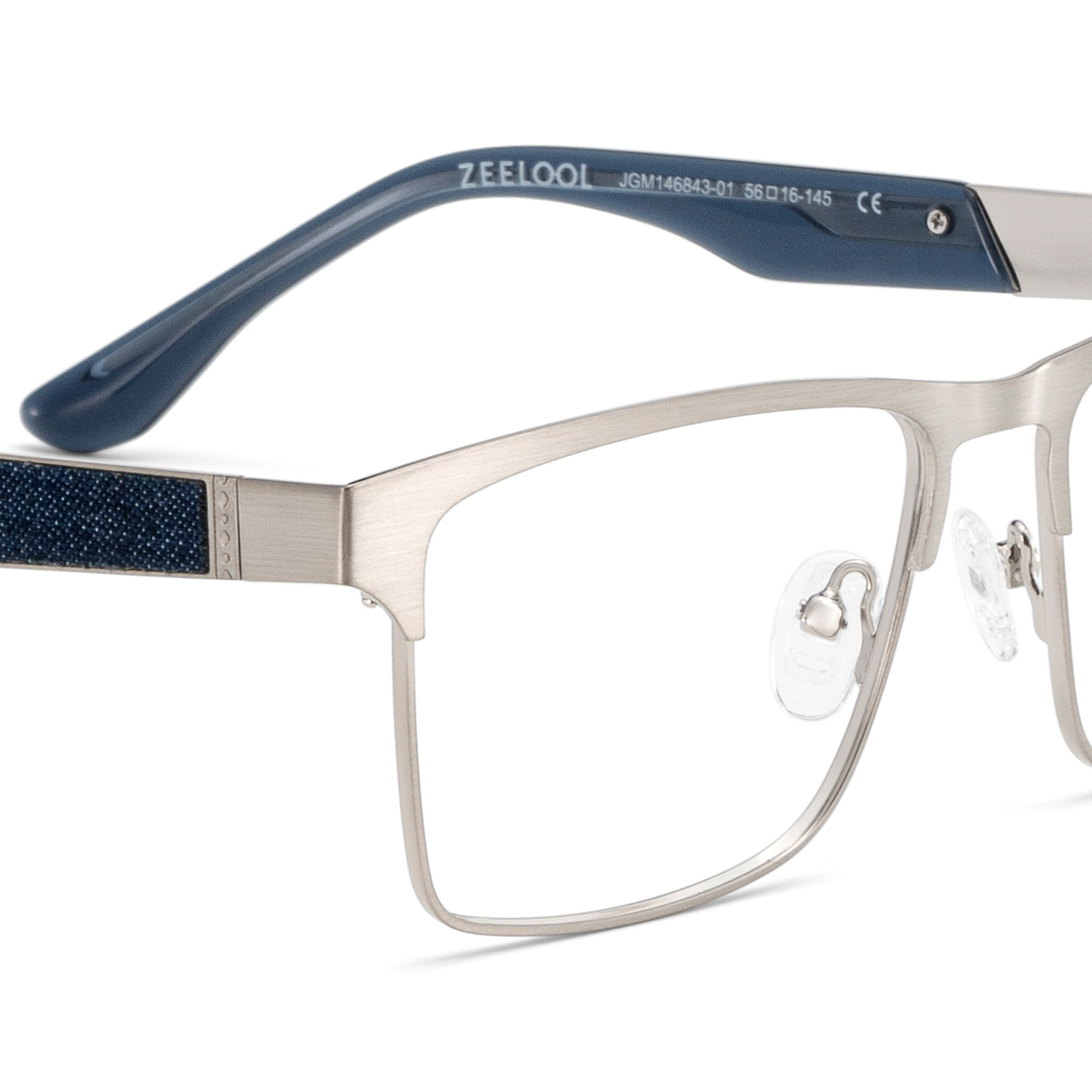 Jasper Eyeglasses in Browline Silver Frame | ZEELOOL UK5