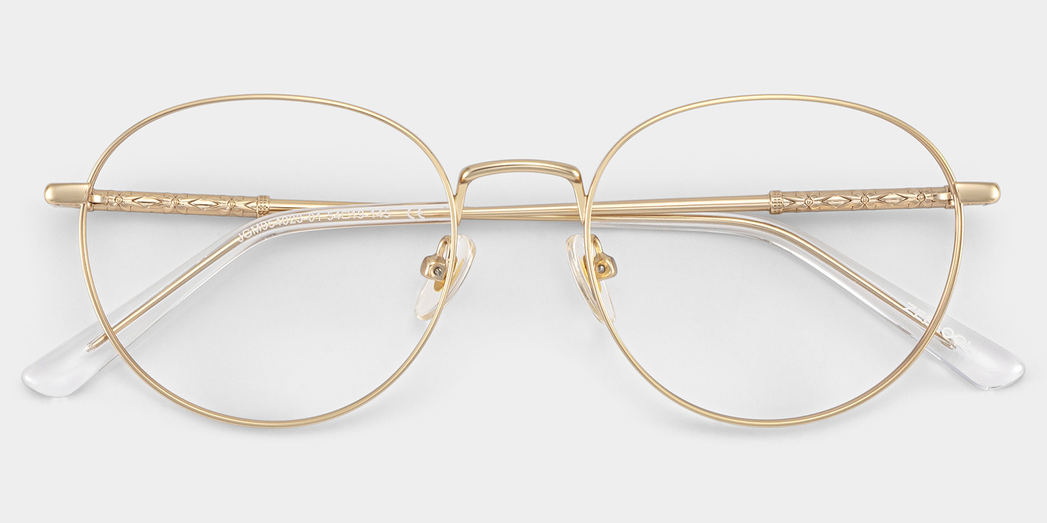 Ian Gold Frame Glasses with Round Frame Online | ZEELOOL2