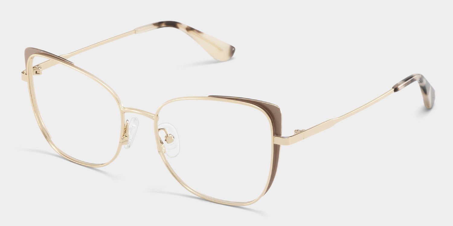 Tessa Khaki Gold Frame Glasses with Cat eye Frame Online | ZEELOOL UK3
