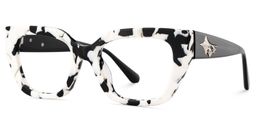 Flare Rectangle Cow Print Glasses3
