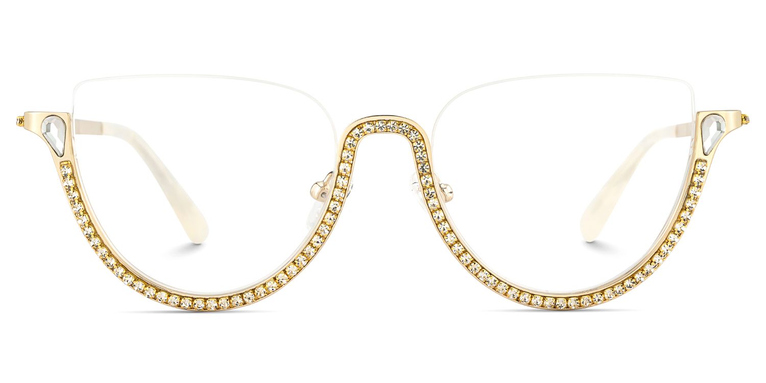 Half Frame Cat Eye Glasses With Shiny Diamonds2