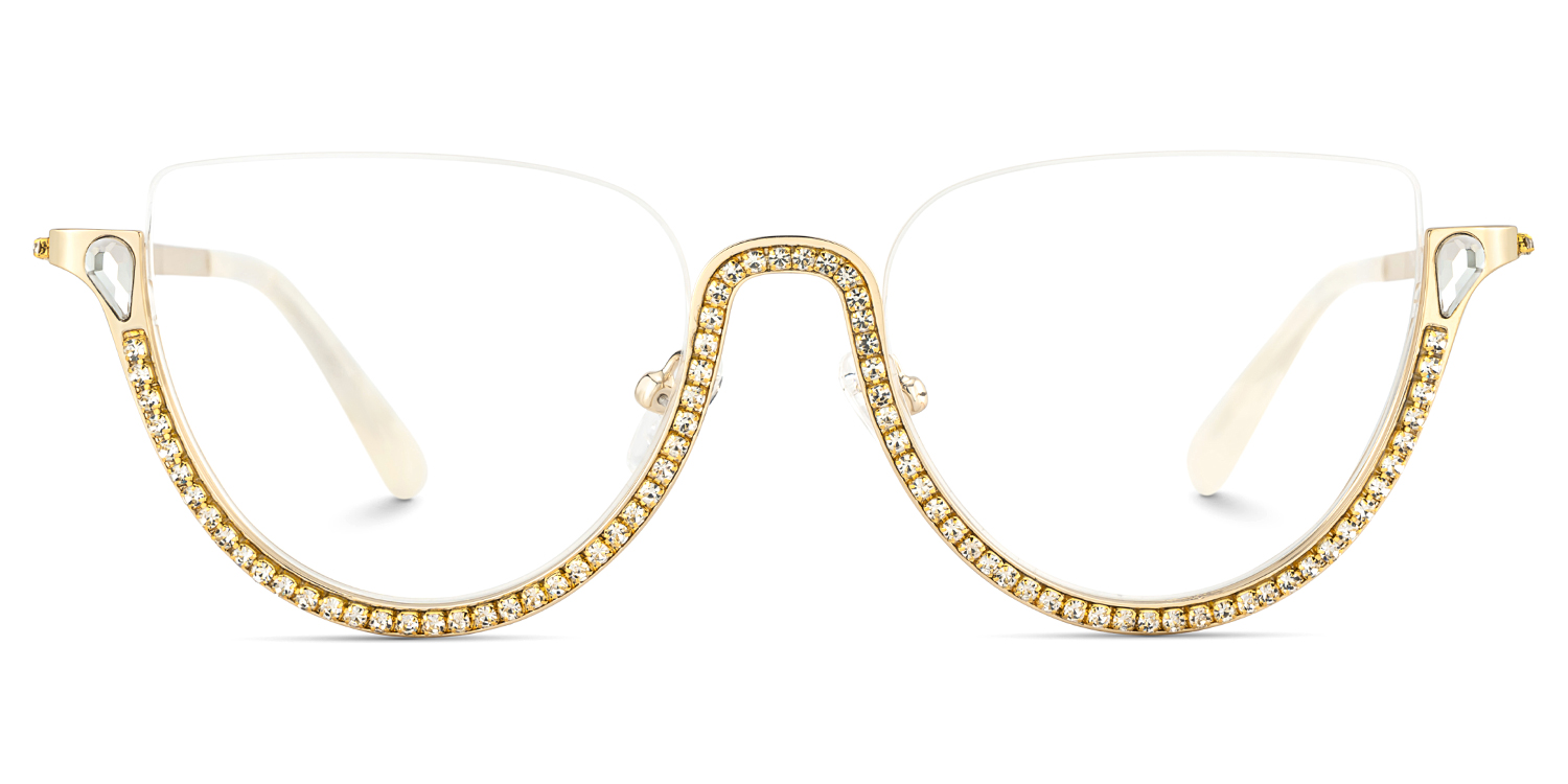 Half Frame Cat Eye Glasses With Shiny Diamonds2