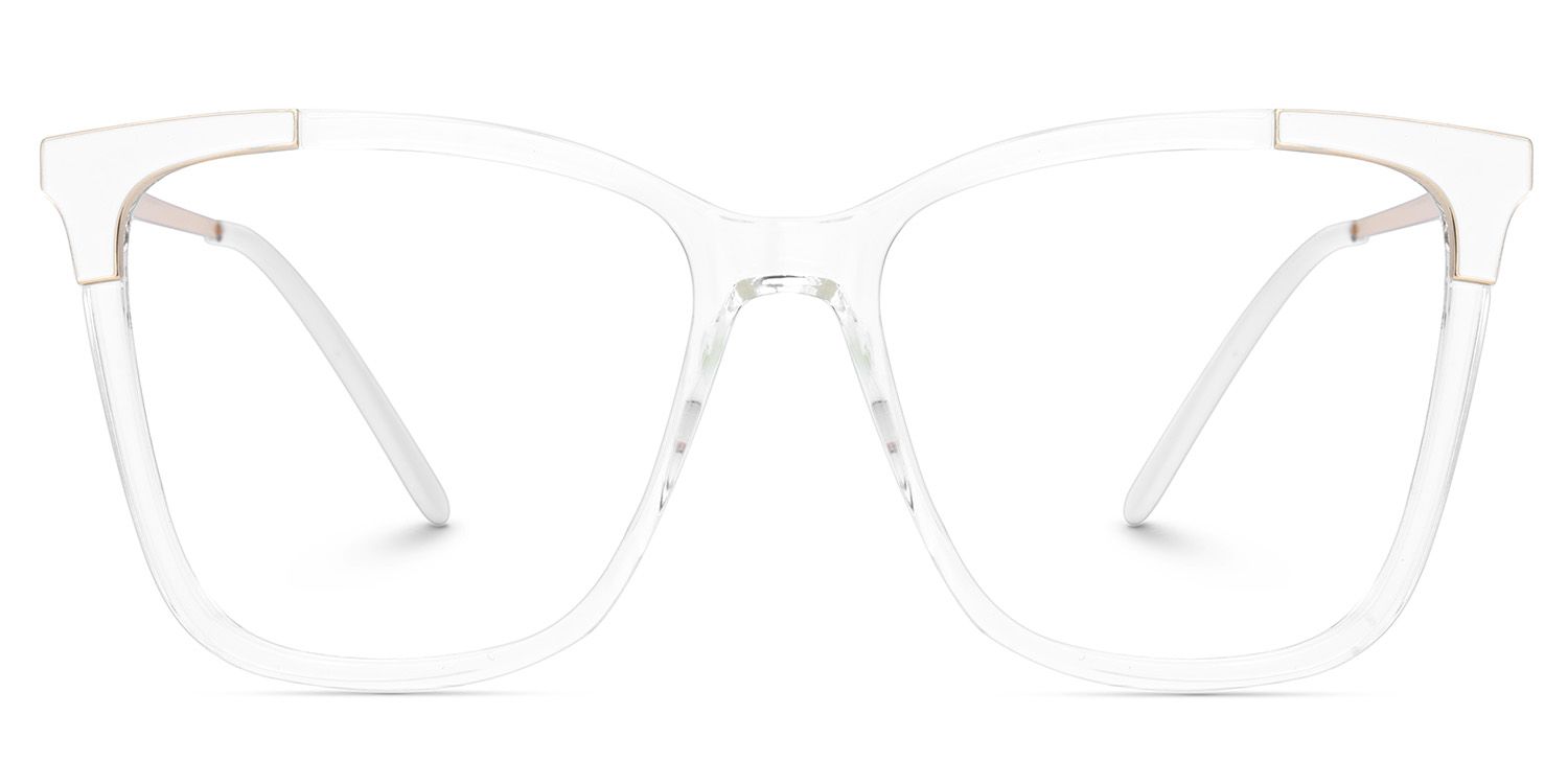 Transparent Glasses Square Shape With White Corner Frame Design1