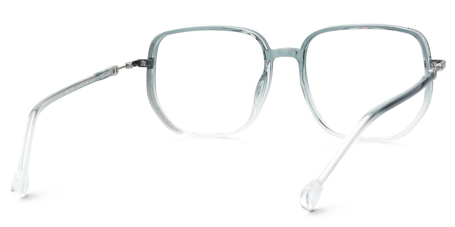 Joana Blue Green Eyeglass Frames in Geometric Wide Frame Design | ZEELOOL UK5