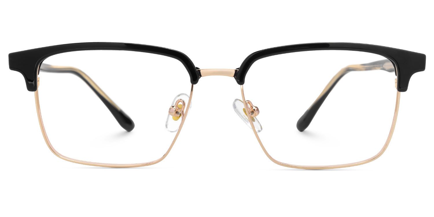 Adjustable Nose Pads Booker Eyeglasses, Booker Black-Gold Glasses -Zeelool2