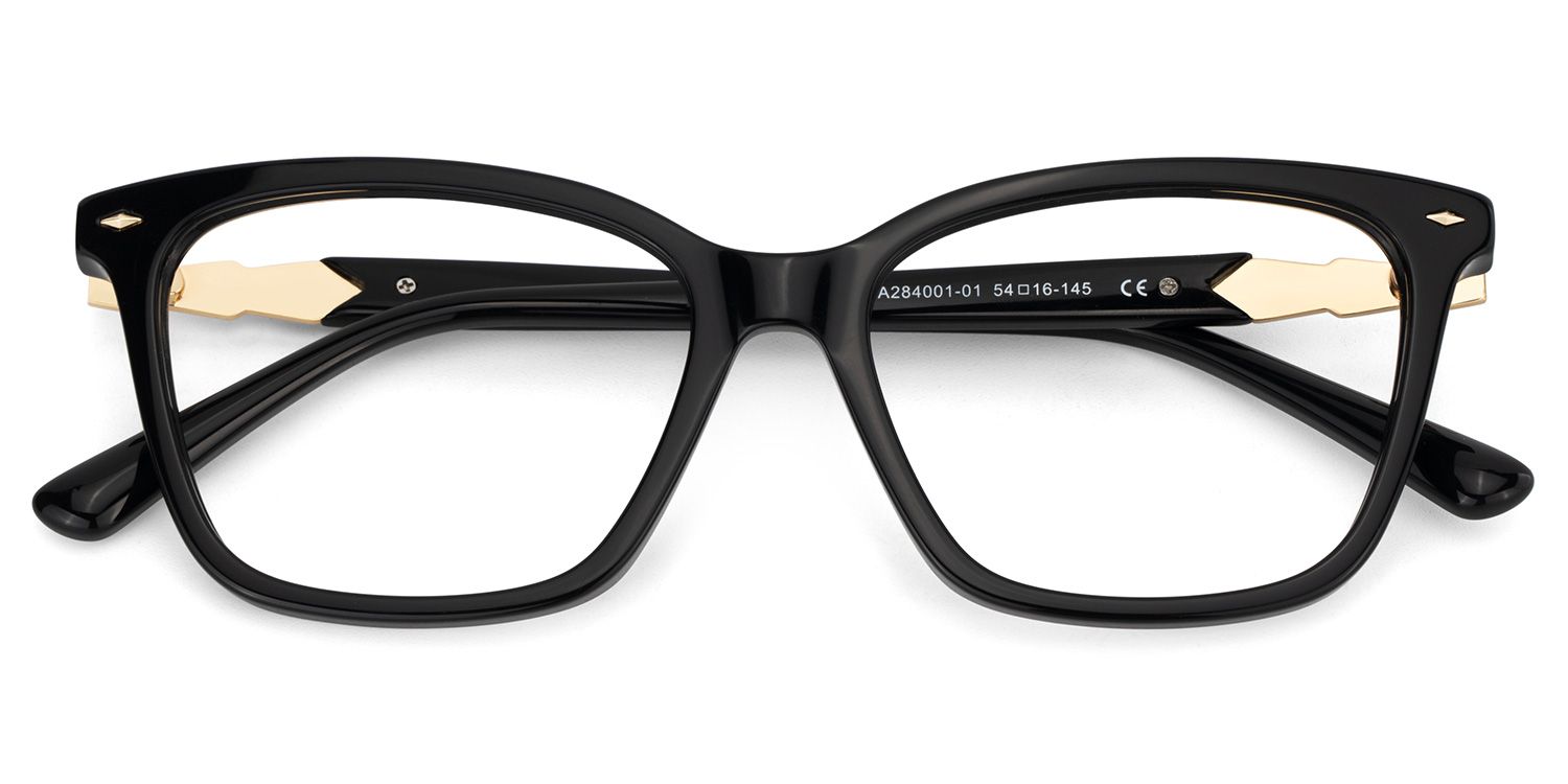 Theo Acetate Black Frame Glasses with Square Shape | ZEELOOL UK2